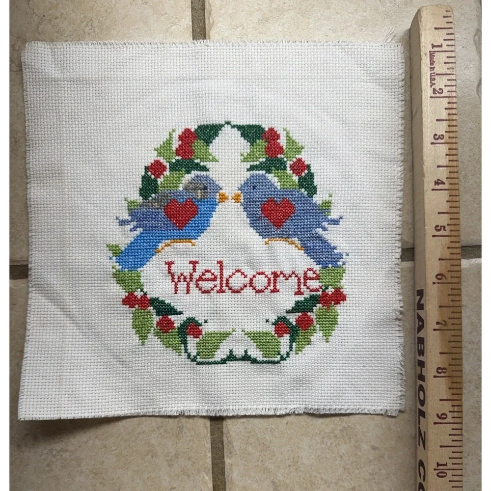 Vintage Hand Cross Stitched 